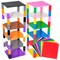 Strictly Briks Classic Stackable Baseplates, Building Bricks For Towers, Shelves, and More, 100% Compatible with All Major Brands, Rainbow Colors, 12 Base Plates & 80 Stackers, 6x6 Inches